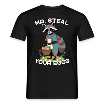 Drôle raton laveur oeufs de Pâques voleur Design - T-shirt homme - noir - Devant - AI Model Male 178 light (178cm)