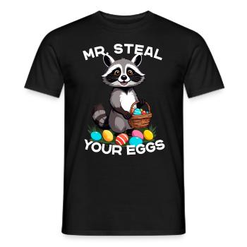 Eier Dieb Lustiges Waschbären Osterdesign - Männer T-Shirt - Schwarz - Vorne - AI Model Male 178 light (178cm)