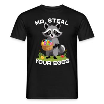 Lustiges Waschbären Eier Dieb Ostern Spruch - Männer T-Shirt - Schwarz - Vorne - AI Model Male 178 light (178cm)