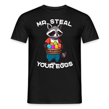 Eier Dieb Waschbär Osterhasen Lustiges Design - Männer T-Shirt - Schwarz - Vorne - AI Model Male 178 light (178cm)