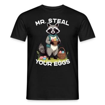 Lustiges Waschbären Eier Dieb Ostern Spruch - Männer T-Shirt - Schwarz - Vorne - AI Model Male 178 light (178cm)