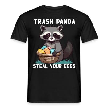 Funny raccoon Easter bunny Easter saying - Men's T-Shirt - black - Front - AI Model Male 178 light (178cm)