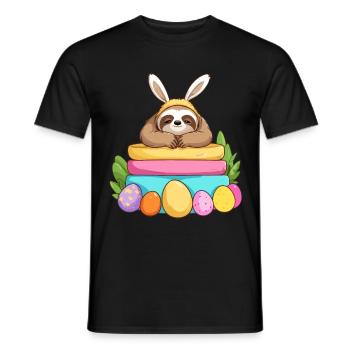 Lustiges Faultier Osterhase Ikonisches Ostern - Männer T-Shirt - Schwarz - Vorne - AI Model Male 178 light (178cm)