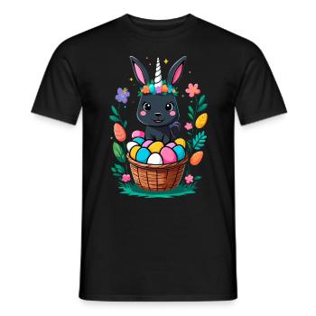 Funny Unicorn Easter Bunny Cute Easter Unicorn - Men's T-Shirt - black - Front - AI Model Male 178 light (178cm)