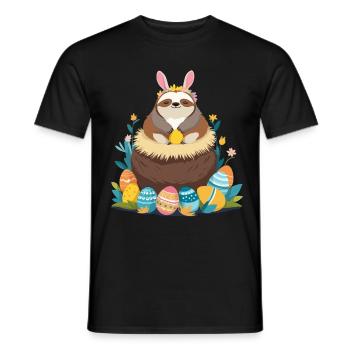 Lustiges Faultier Osterhase Süßes Osterfaultier - Männer T-Shirt - Schwarz - Vorne - AI Model Male 178 light (178cm)