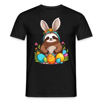 Funny Sloth Easter Bunny Iconic Easter - Men's T-Shirt - black - Front - AI Model Male 178 light (178cm)