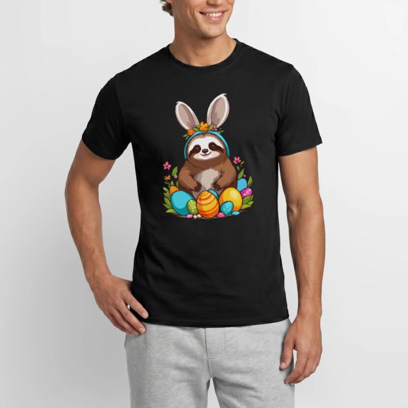 Funny Sloth Easter Bunny Iconic Easter Men’s T-shirt