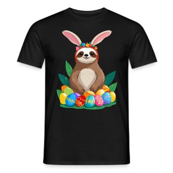 Drôle de paresseux lapin de Pâques emblématique Pâques - T-shirt homme - noir - Devant - AI Model Male 178 light (178cm)