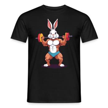 Easter Bunny Funny Bodybuilder Animal Workout - Men's T-Shirt - black - Front - AI Model Male 178 light (178cm)