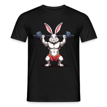 Easter Bunny Body Building Animal Funny Workout - Men's T-Shirt - black - Front - AI Model Male 178 light (178cm)