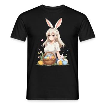 Anime Ostern Kawaii Osterhase Manga Mädchen Otaku - Männer T-Shirt - Schwarz - Vorne - AI Model Male 178 light (178cm)