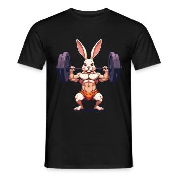 Easter Bunny Body Building Animal Funny Workout - Men's T-Shirt - black - Front - AI Model Male 178 light (178cm)