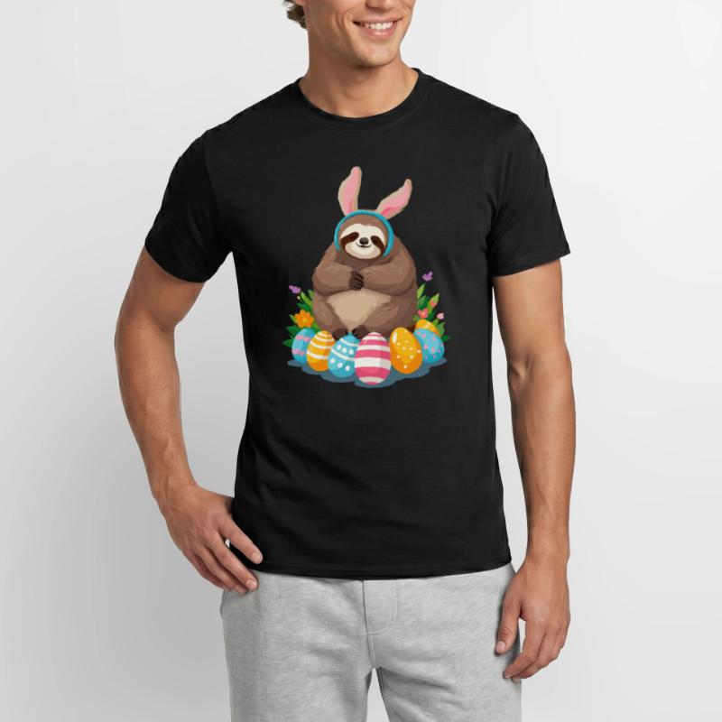 Funny Sloth Easter Bunny Iconic Easter Men’s T-shirt