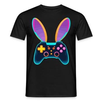 Lapin de Pâques Gamer et Gaming Streetwear Look de Pâques - T-shirt homme - noir - Devant - AI Model Male 178 light (178cm)