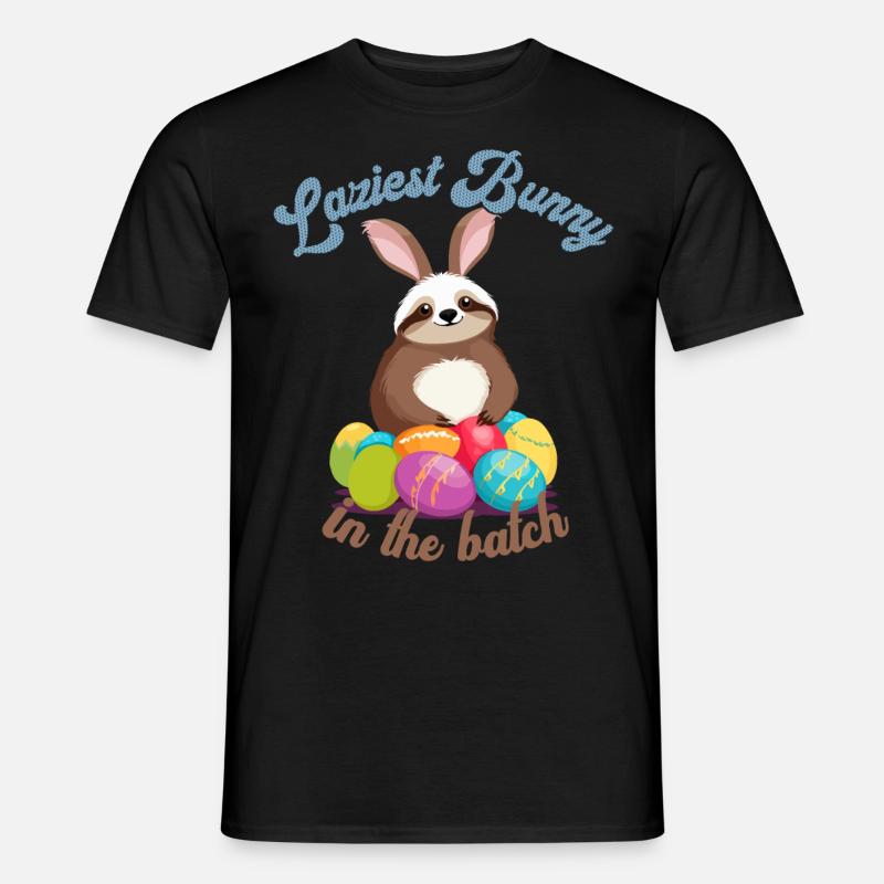 Lustiger Spruch Süßes Osterfaultier Fauler - Männer T-Shirt - Schwarz