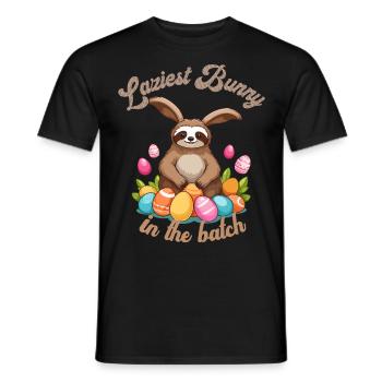 Drôle de dicton Pâques paresseux lapin Motif - T-shirt homme - noir - Devant - AI Model Male 178 light (178cm)