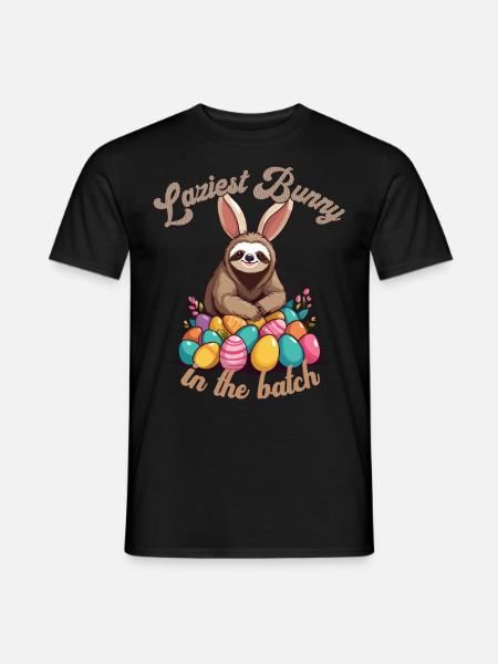 Lustiger Spruch Süßes Osterfaultier Faultier - Männer T-Shirt - Schwarz