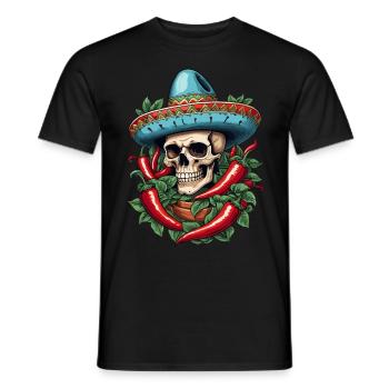 Aesthetic Chili Streetwear Hot Skull Look - Men's T-Shirt - black - Front - AI Model Male 178 light (178cm)