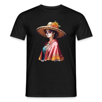 Iconic Sugar Skull Mexico Skull Streetwear - Men's T-Shirt - black - Front - AI Model Male 178 light (178cm)