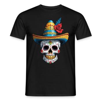 Ikonischer Zuckerschädel Mexiko Streetwear - Männer T-Shirt - Schwarz - Vorne - AI Model Male 178 light (178cm)