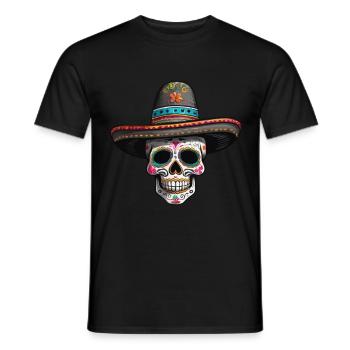 Fête mexicaine emblématique de Sugar Skull - T-shirt homme - noir - Devant - AI Model Male 178 light (178cm)