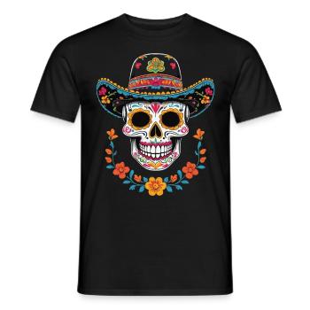 Ikonischer Zuckerschädel Mexikanischer Streetwear - Männer T-Shirt - Schwarz - Vorne - AI Model Male 178 light (178cm)