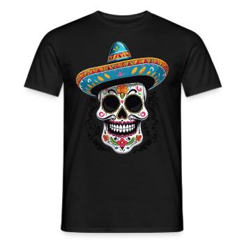 Ikonischer Zuckerschädel Mexikanischer Streetwear - Männer T-Shirt - Schwarz - Vorne - AI Model Male 178 light (178cm)