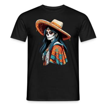 Ikonischer Zuckerschädel Mexiko Streetwear - Männer T-Shirt - Schwarz - Vorne - AI Model Male 178 light (178cm)