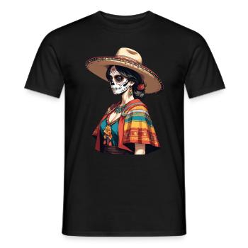 Iconique Sugar Skull Mexico Skull Streetwear - T-shirt homme - noir - Devant - AI Model Male 178 light (178cm)