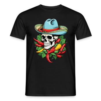 Aesthetic Chili Skull Design Mexican Style - Men's T-Shirt - black - Front - AI Model Male 178 light (178cm)