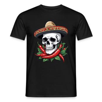 Aesthetic Chili Skull Design Mexican Style - Men's T-Shirt - black - Front - AI Model Male 178 light (178cm)