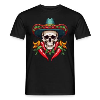 Aesthetic Chili Skull Design Mexican Style - Men's T-Shirt - black - Front - AI Model Male 178 light (178cm)