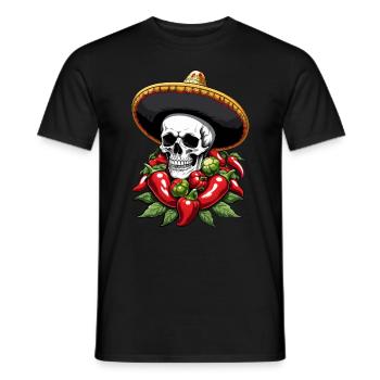 Aesthetic Chili Skull Design Mexican Style - Men's T-Shirt - black - Front - AI Model Male 178 light (178cm)