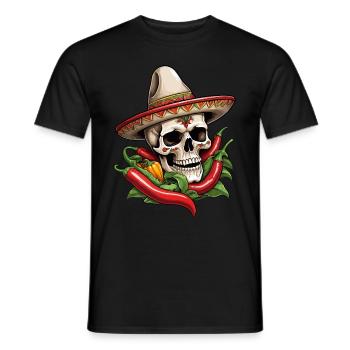 Aesthetic Chili Skull Design Mexican Style - Men's T-Shirt - black - Front - AI Model Male 178 light (178cm)