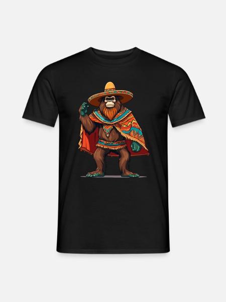 Mexican Bigfoot Sasquatch Sombrero - Men's T-Shirt - black