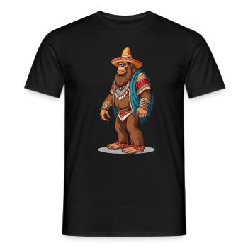 Mexican Bigfoot Sasquatch With Sombrero - Men's T-Shirt - black - Front - AI Model Male 178 light (178cm)