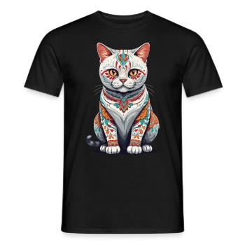 Chat Mexique Sugar Skull Streetwear Esthétique - T-shirt homme - noir - Devant - AI Model Male 178 light (178cm)