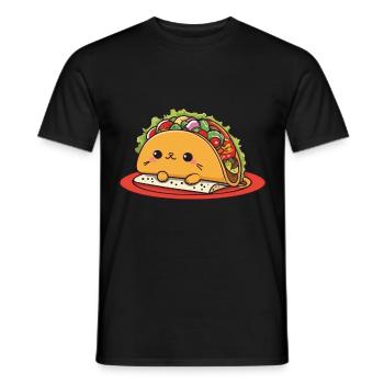 Kawaii Taco Cat Cinco De Mayo Nourriture Esthétique - T-shirt homme - noir - Devant - AI Model Male 178 light (178cm)