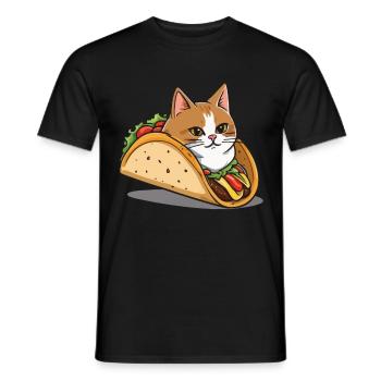 Taco Cat Cinco de Mayo Aesthetic Food Streetwear - Men's T-Shirt - black - Front - AI Model Male 178 light (178cm)