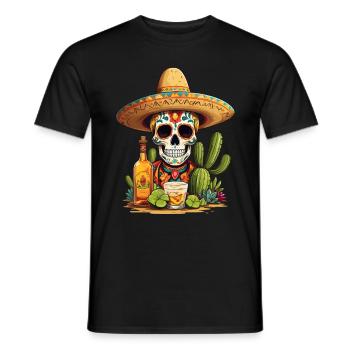 Sugar Skull Tequila Cinco De Mayo Mexique Célébration - T-shirt homme - noir - Devant - AI Model Male 178 light (178cm)