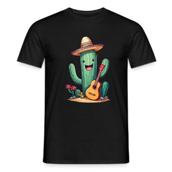 Cactus Mariachi Guitariste Cinco De Mayo - T-shirt homme - noir - Devant - AI Model Male 178 light (178cm)