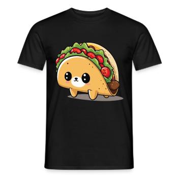Kawaii Taco Cat Cinco De Mayo Funny Food - T-shirt homme - noir - Devant - AI Model Male 178 light (178cm)