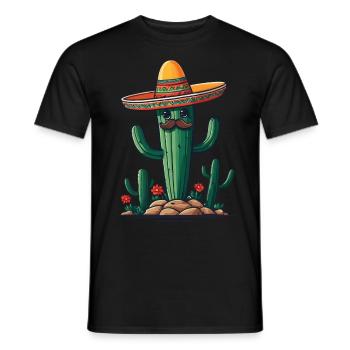 Cactus Fiesta Cactus avec Sombrero Funny Design - T-shirt homme - noir - Devant - AI Model Male 178 light (178cm)