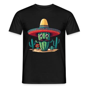 Cactus Fiesta Cacti with Sombrero Cinco de Mayo - Men's T-Shirt - black - Front - AI Model Male 178 light (178cm)