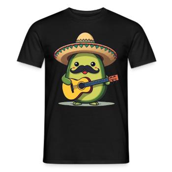 Avocado Mexican Mariachi Guitar Fiesta - Men's T-Shirt - black - Front - AI Model Male 178 light (178cm)