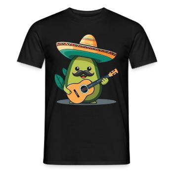 Avocado Mariachi Mexico Music Fiesta - Men's T-Shirt - black - Front - AI Model Male 178 light (178cm)