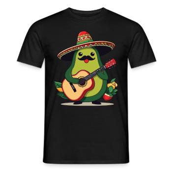Avocado Mexican Mariachi Guitar Player - Men's T-Shirt - black - Front - AI Model Male 178 light (178cm)