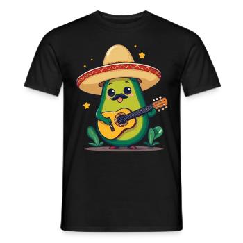 Avocado Mexican Mariachi Guitar Fiesta - Men's T-Shirt - black - Front - AI Model Male 178 light (178cm)
