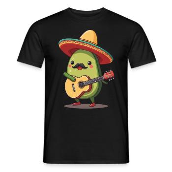 Avocado Mexican Mariachi Guitar Fiesta - Men's T-Shirt - black - Front - AI Model Male 178 light (178cm)