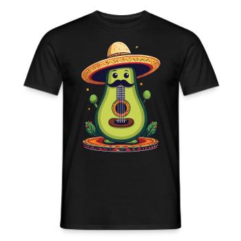 Avocado Mexikanischer Mariachi Gitarren Fiesta - Männer T-Shirt - Schwarz - Vorne - AI Model Male 178 light (178cm)